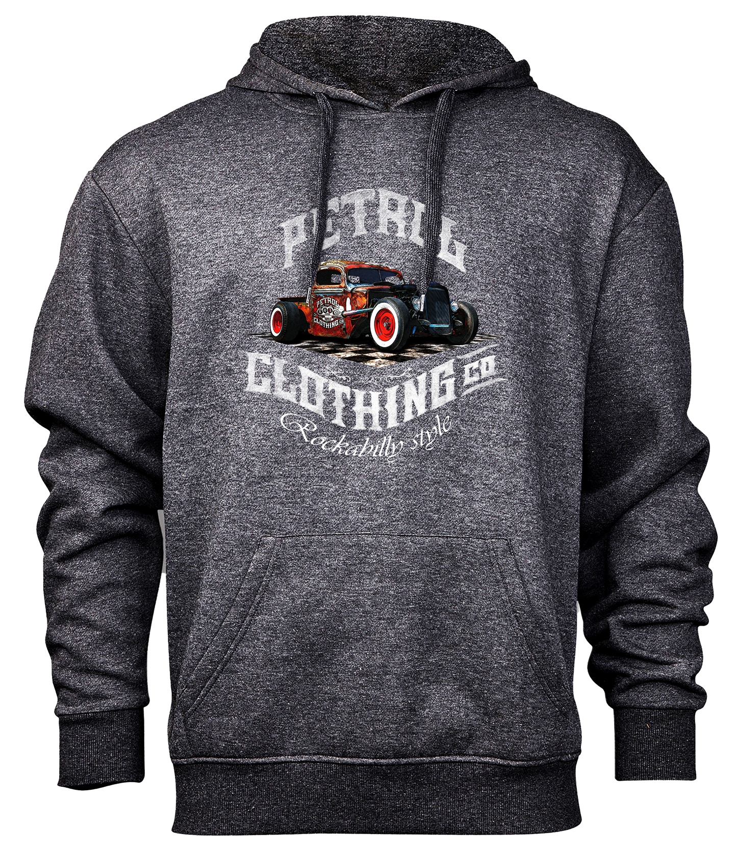 HOODIE: Rat Rod Rusty   Charcoal Melange